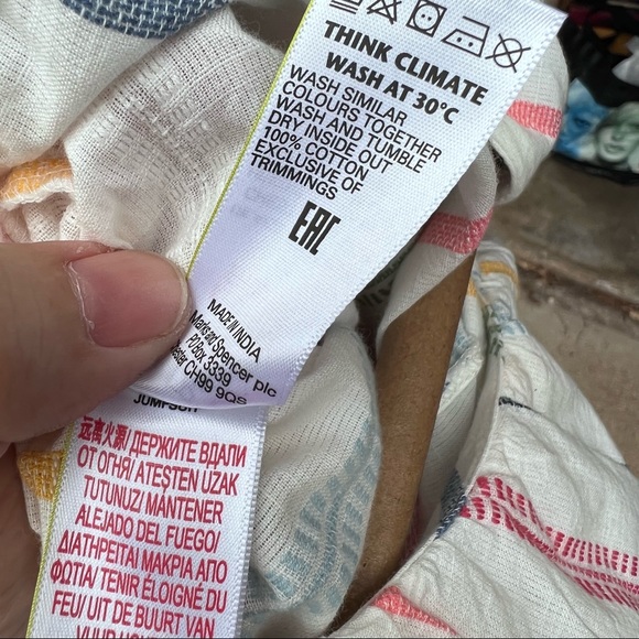 Striped Pure Cotton Jumpsuit 13-14 yrs - Picture 7 of 11